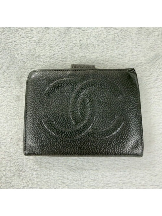 CHANEL Handbags - Chanel Black Grained Calfskin CC Logo Bifold Wallet